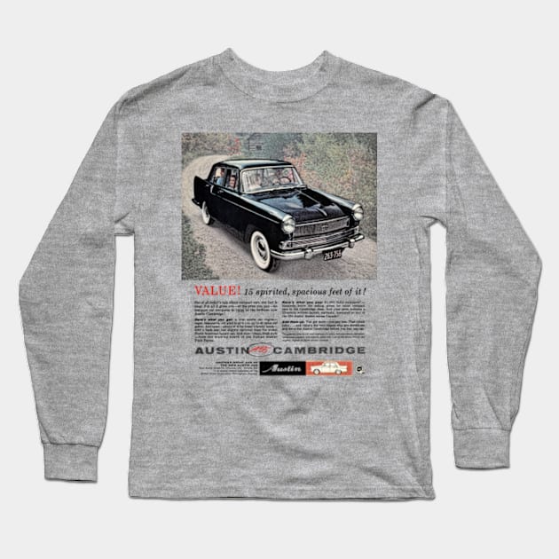 AUSTIN CAMBRIDGE A55 - advert Long Sleeve T-Shirt by Throwback Motors